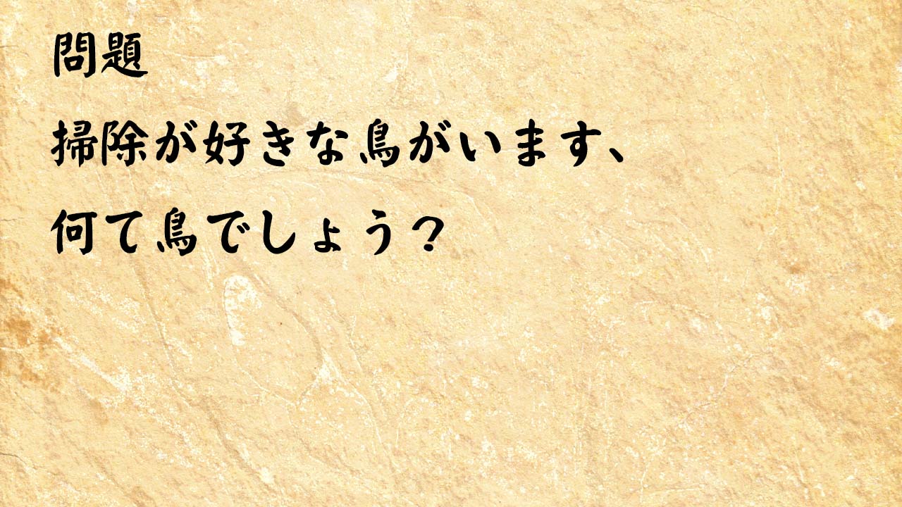 なぞなぞ簡単　掃除が好きな鳥がいます、何て鳥でしょう？