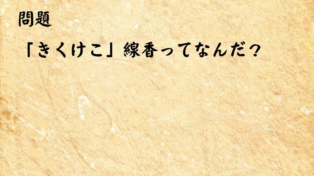 なぞなぞ高齢者介護　「きくけこ」線香ってなんだ？