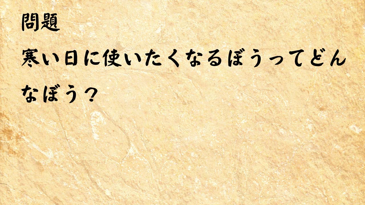 なぞなぞ簡単　寒い日に使いたくなるぼうってどんなぼう？